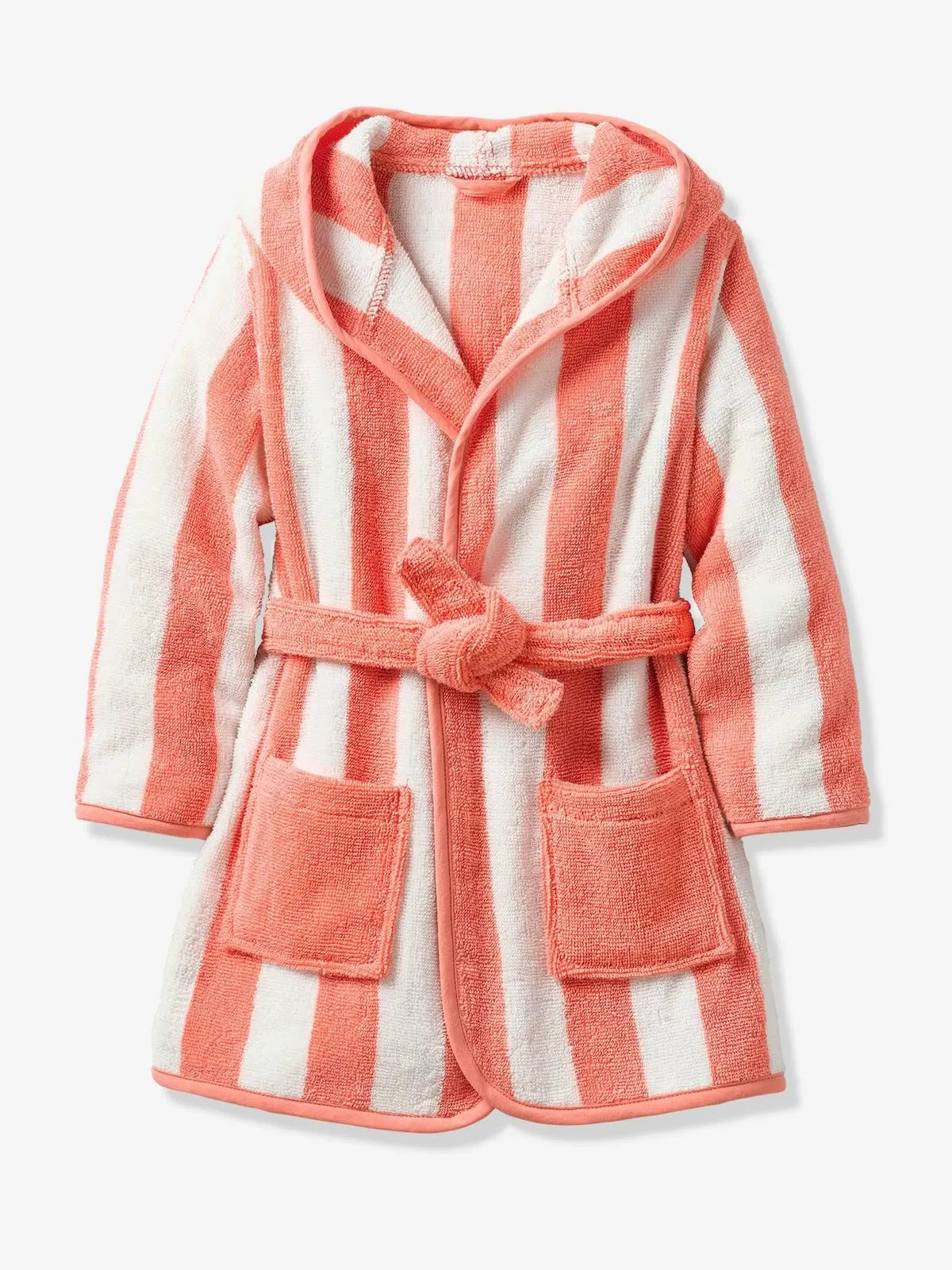Transat Striped Hooded Bathrobe – Soft Cotton Towel Bathrobe with Belt & Pockets (Available in 5 Colors)