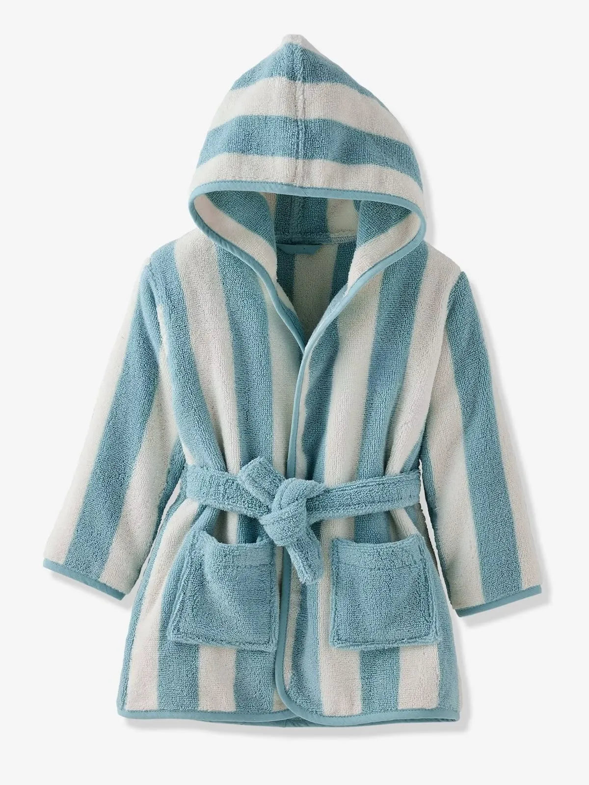 Transat Striped Hooded Bathrobe – Soft Cotton Towel Bathrobe with Belt & Pockets (Available in 5 Colors)