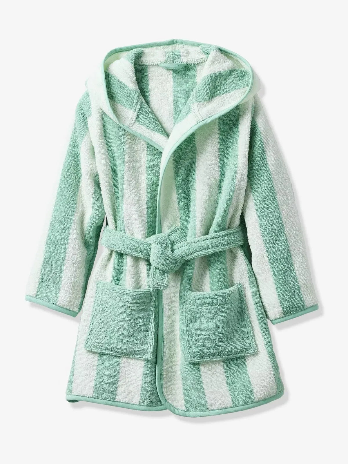 Transat Striped Hooded Bathrobe – Soft Cotton Towel Bathrobe with Belt & Pockets (Available in 5 Colors)