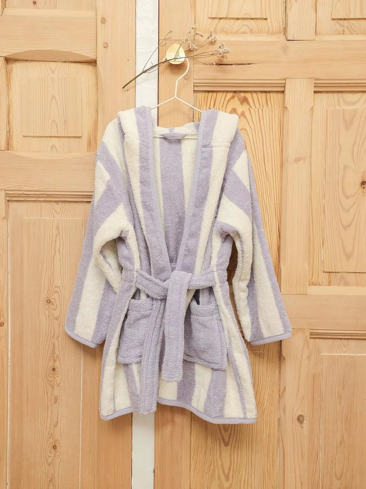 Transat Striped Hooded Bathrobe – Soft Cotton Towel Bathrobe with Belt & Pockets (Available in 5 Colors)