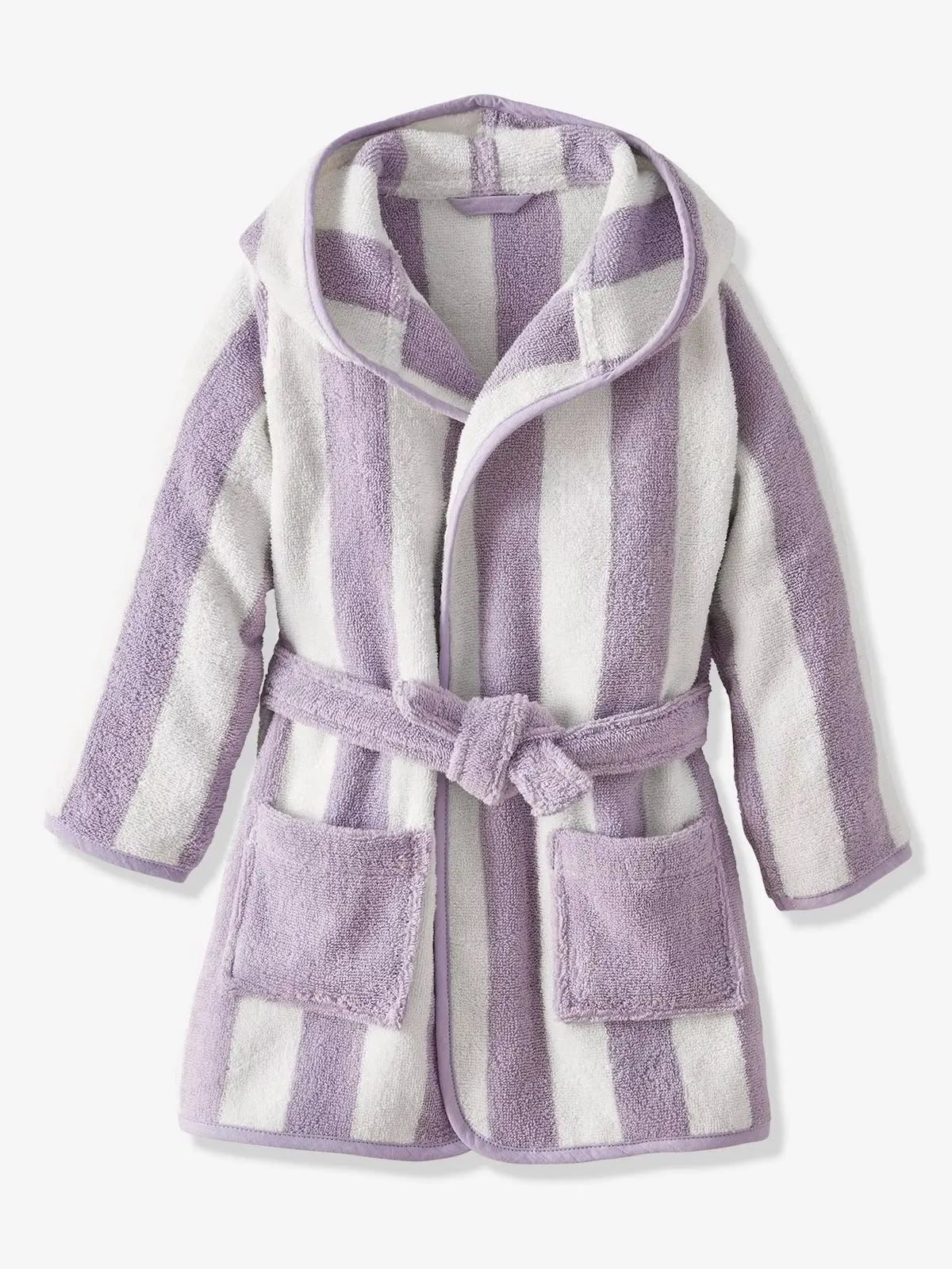 Transat Striped Hooded Bathrobe – Soft Cotton Towel Bathrobe with Belt & Pockets (Available in 5 Colors)