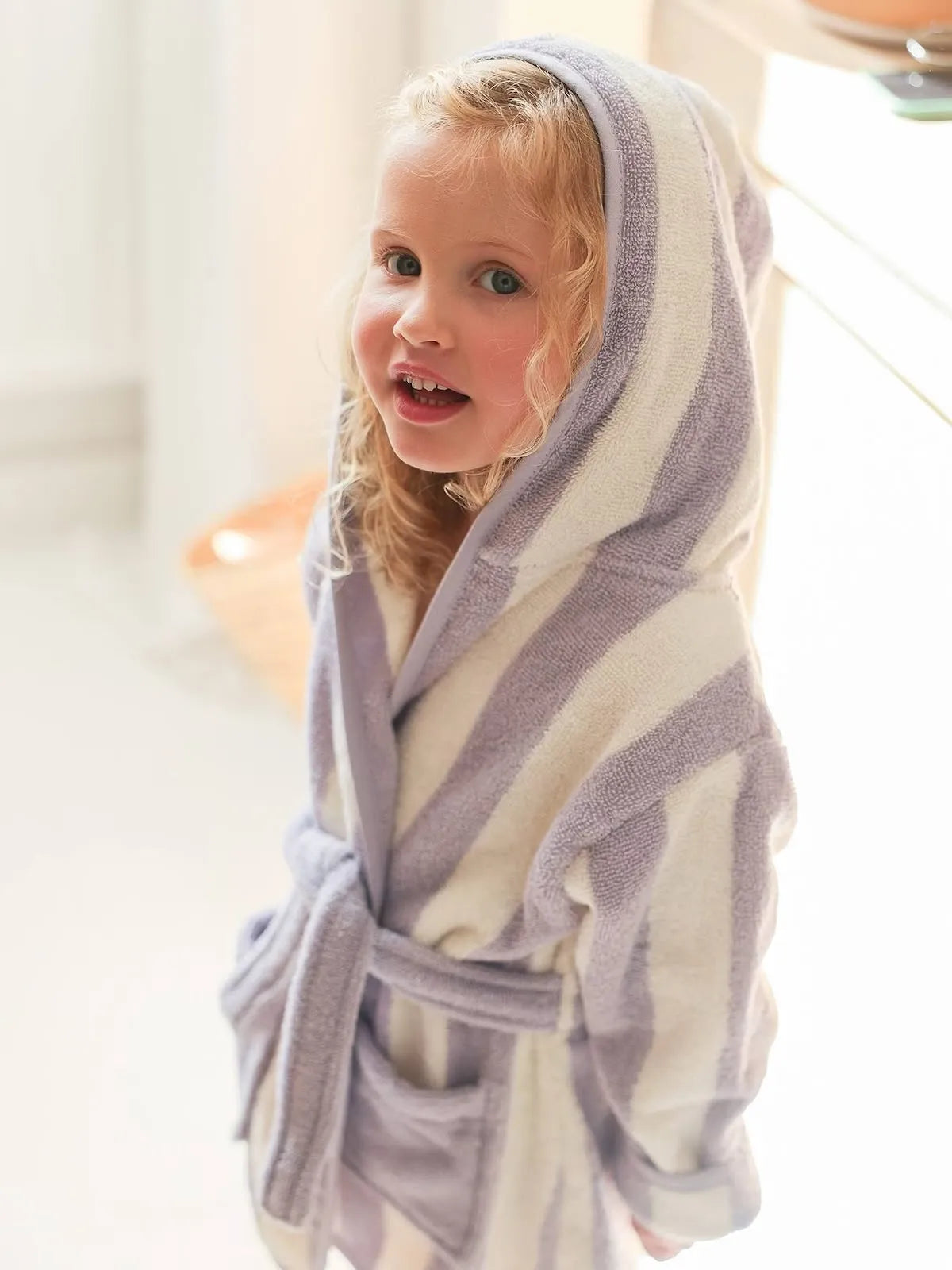 Transat Striped Hooded Bathrobe – Soft Cotton Towel Bathrobe with Belt & Pockets (Available in 5 Colors)