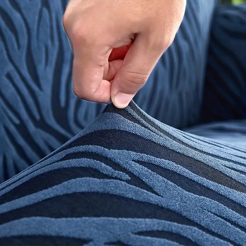 Zebra Stripe Gersey Sofa Covers (Blue)
