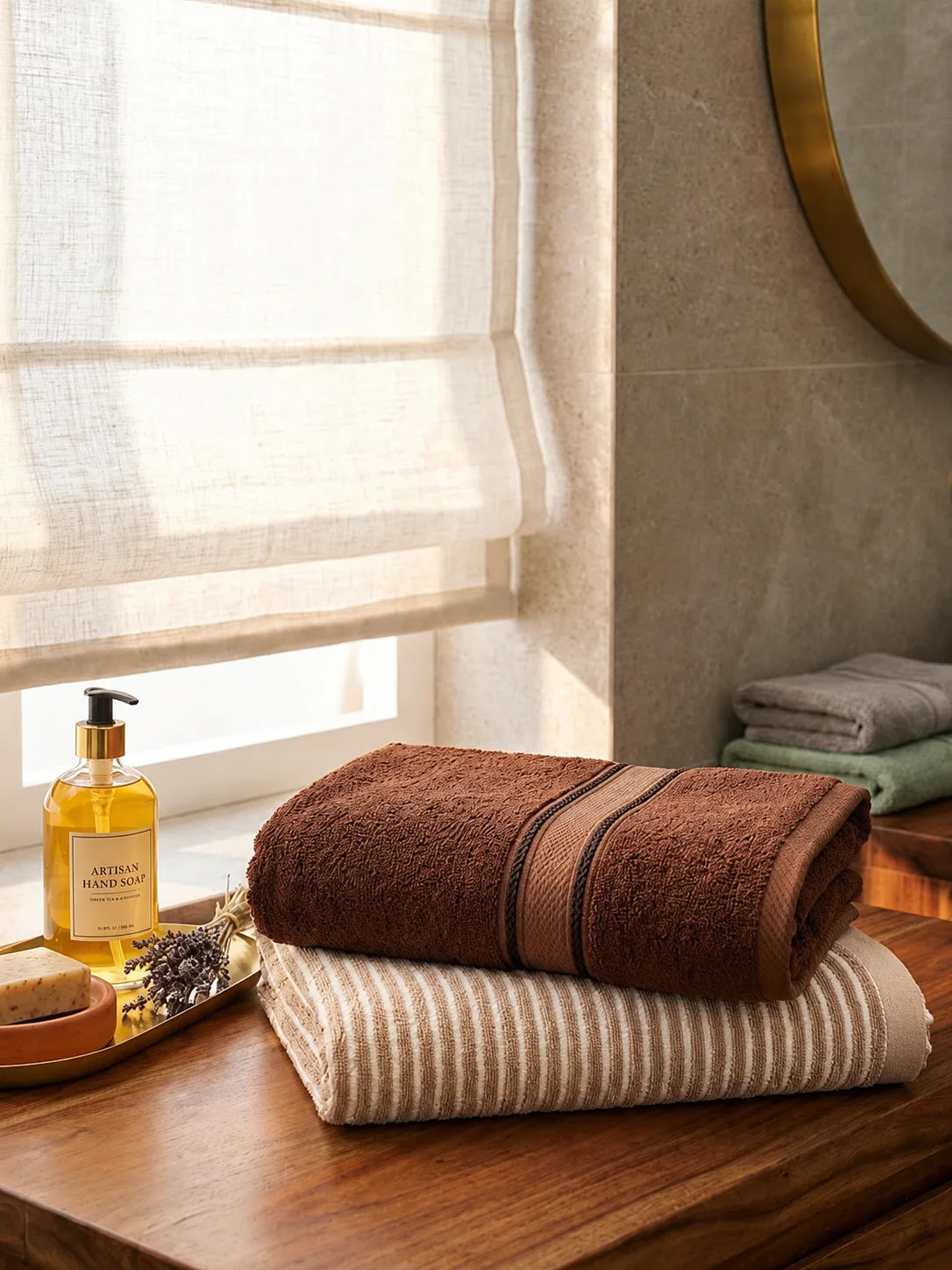 Pack of 2 Premium Brown Cotton Bath Towels – Large 27 × 54 Inches