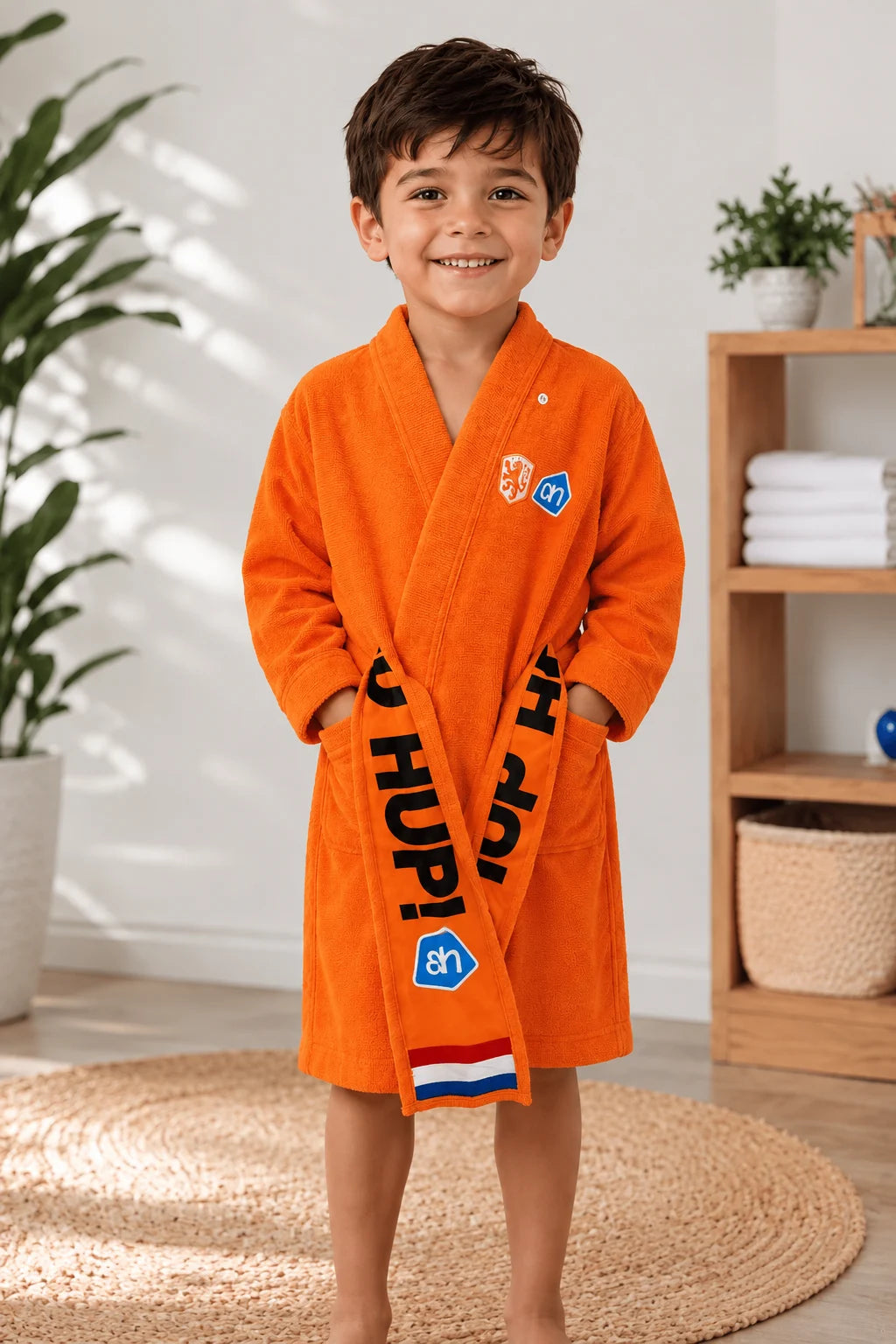 Orange Racing Kids Bathrobe – Soft & Cozy | Ages 6–10 Years