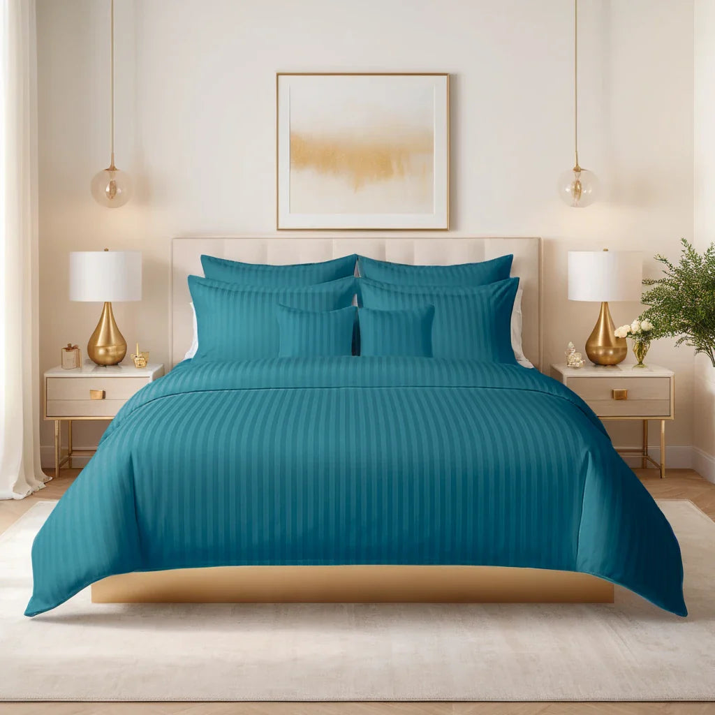 Zinc Satin Stripe Comforter Set – 8 Pieces