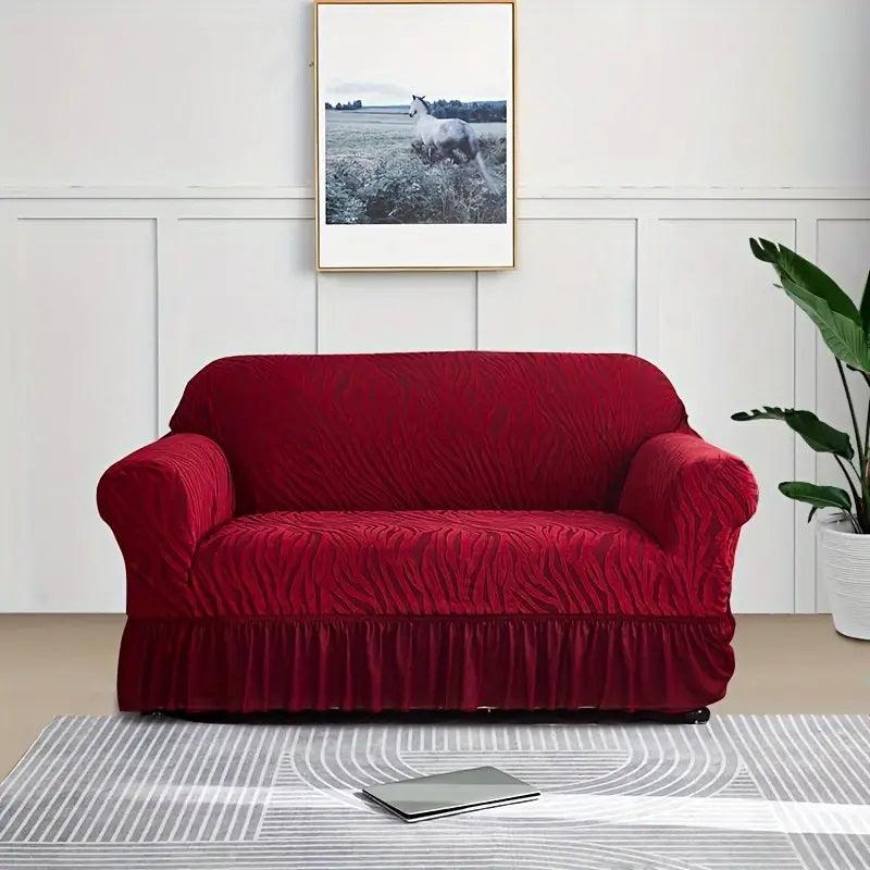 Zebra Stripe Gersey Sofa Covers (Maroon)
