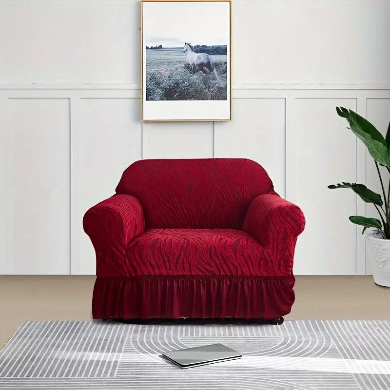 Zebra Stripe Gersey Sofa Covers (Maroon)