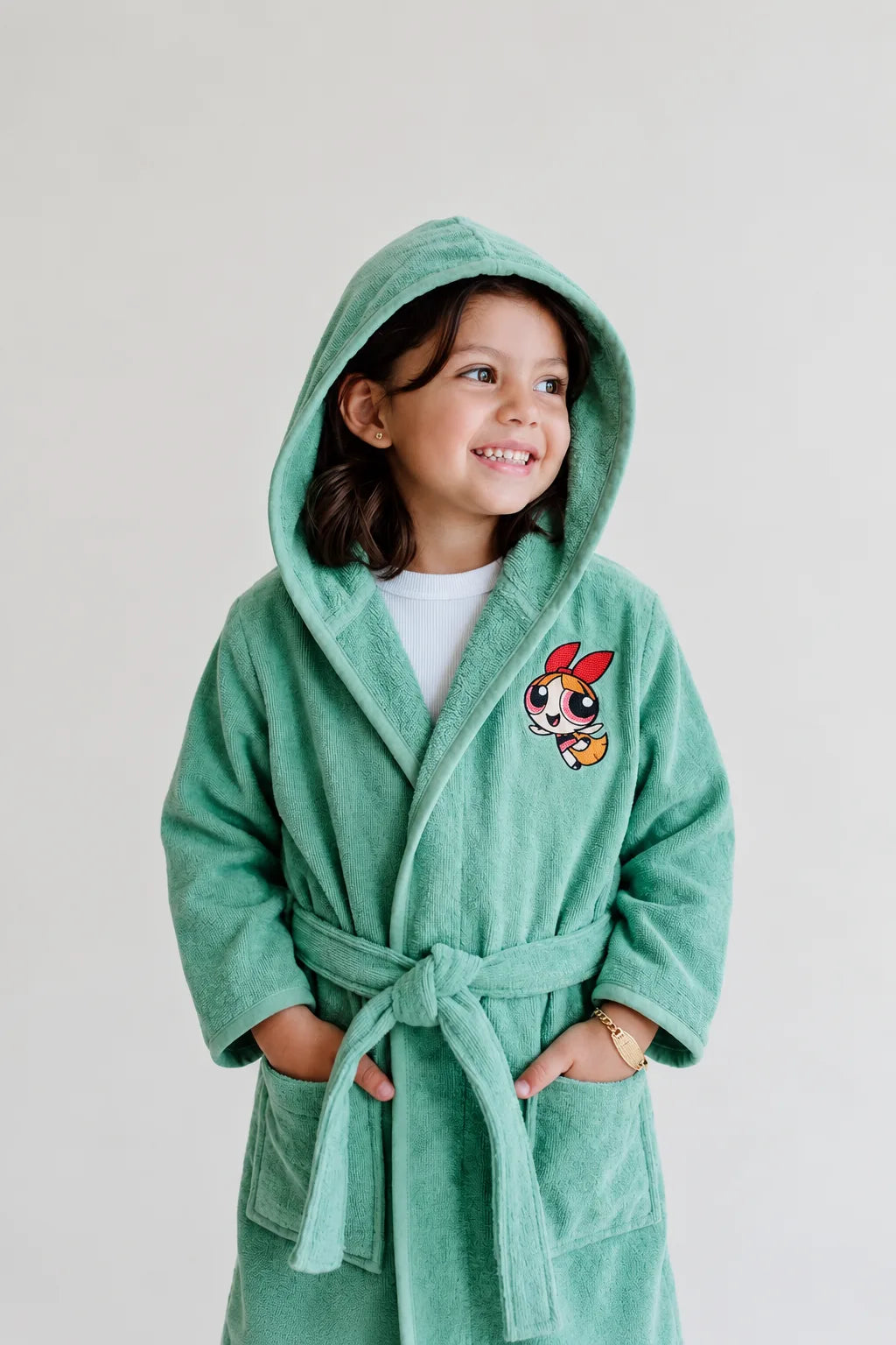 Powerpuff Girls Blossom Hooded Kids Bathrobe – (Ages 2, 4, 6, 8, 10, 12 & 14 Years)