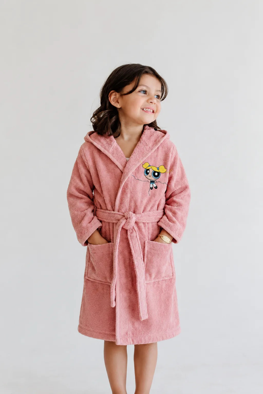 Powerpuff Girls Bubbles Hooded Kids Bathrobe – (Ages 2, 4, 6, 8, 10, 12 & 14 Years)