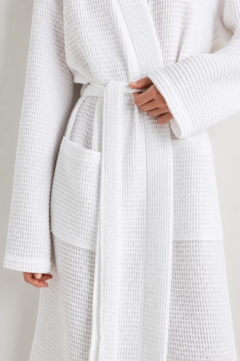 White Waffle Bathrobe for Men & Women – 300 GSM Pure Cotton Kimono Style