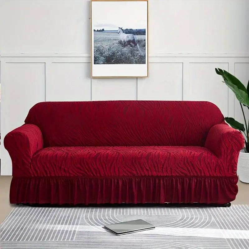Zebra Stripe Gersey Sofa Covers (Maroon)