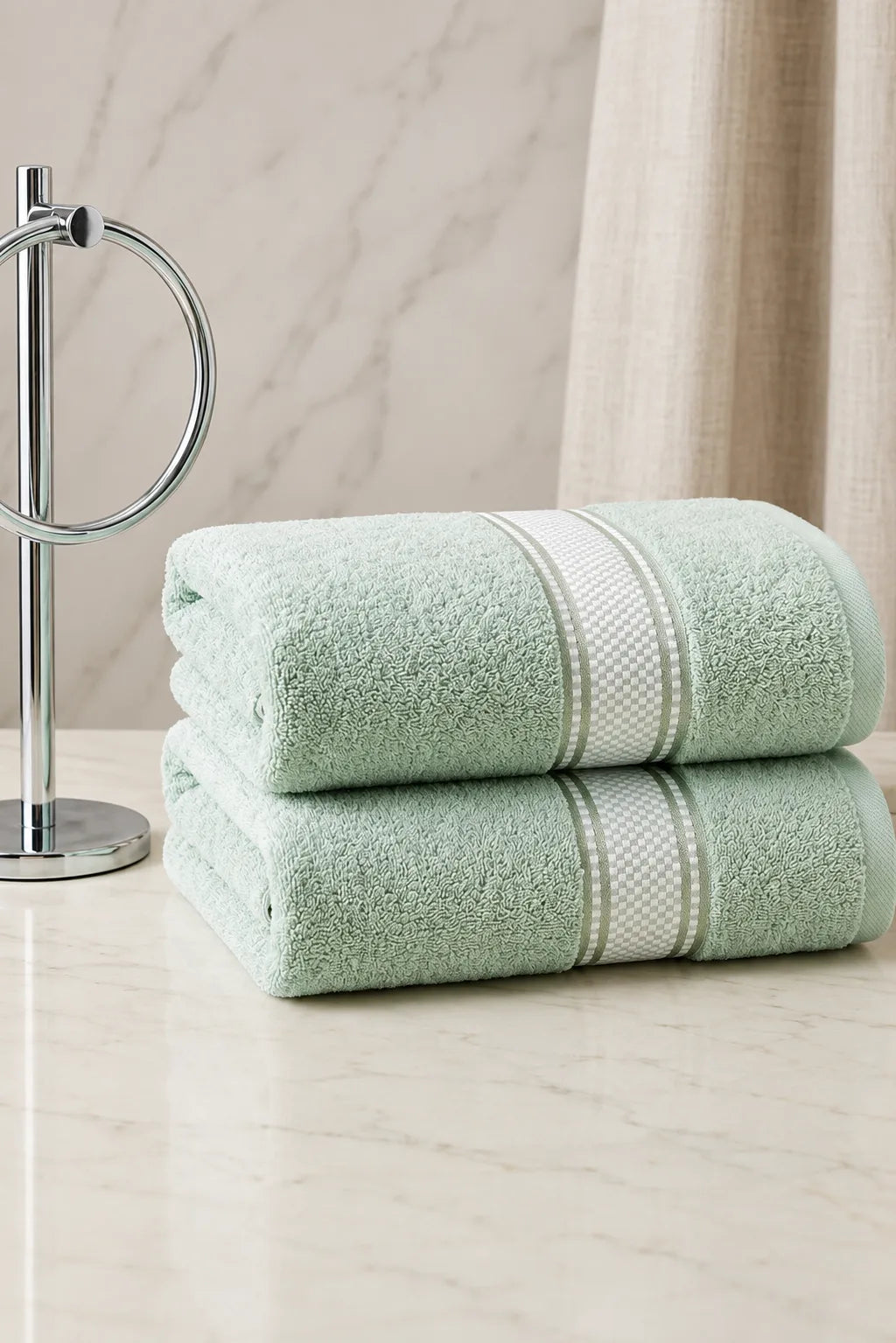 Premium Green Cotton Towels – Pack of 2 Large