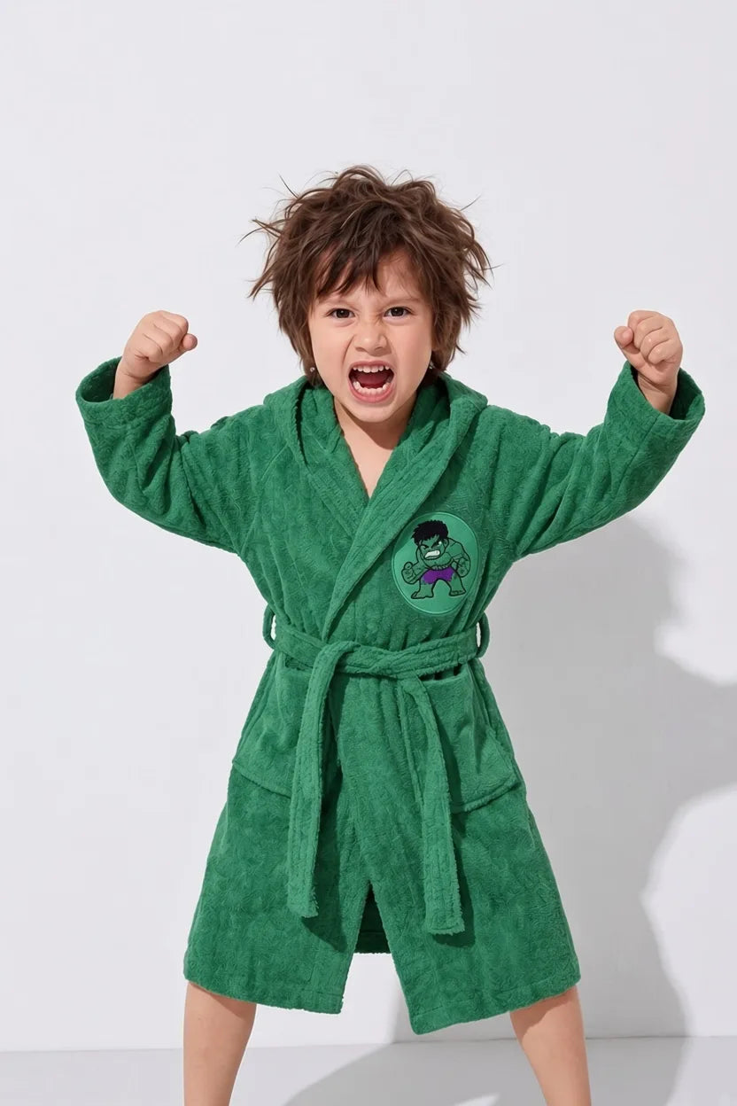 Hulk Hooded Kids Bathrobe – Green (Ages 6, 8, 10, 12 & 14 Years)