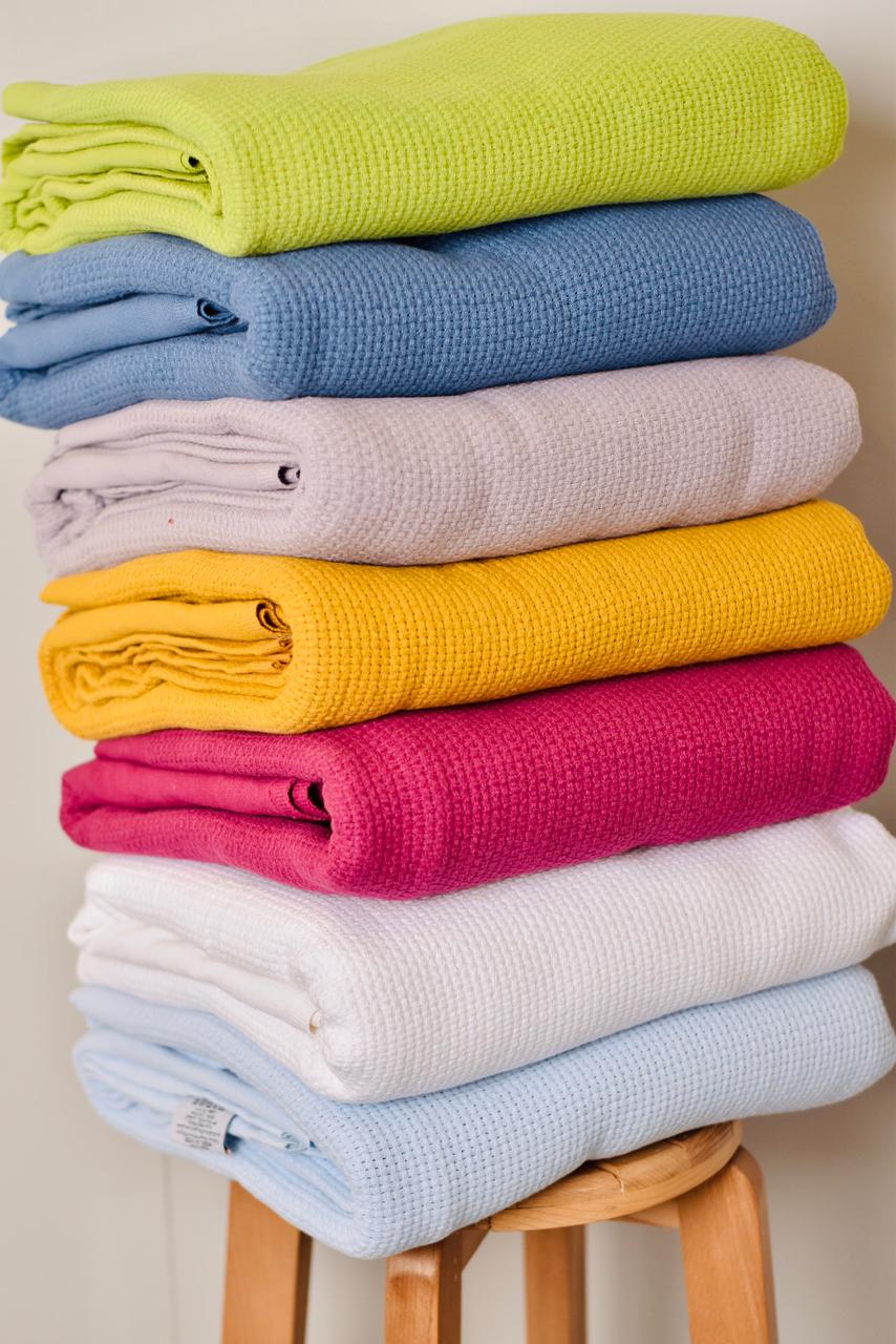 Cotton Thermal Blanket Throws HUNTER GREEN