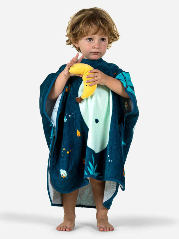Teal Hoodie Towel | Kid Bath Towel | Printed poncho
