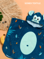 Teal Hoodie Towel | Kid Bath Towel | Printed poncho