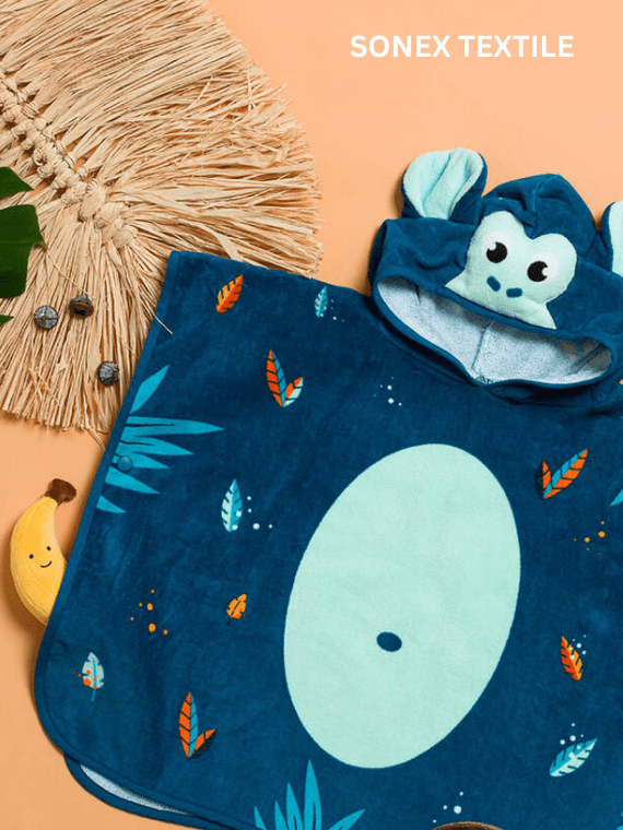 Teal Hoodie Towel | Kid Bath Towel | Printed poncho