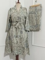 Green Pleated Cotton Bathrobe Set | Unisex | Soft & Stylish
