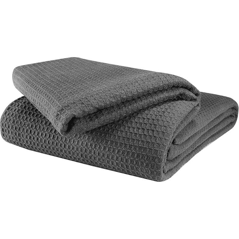 Gray Cotton Waffle Weave King Size Blanket | Lightweight | Breathable | Summer | AC Comforter