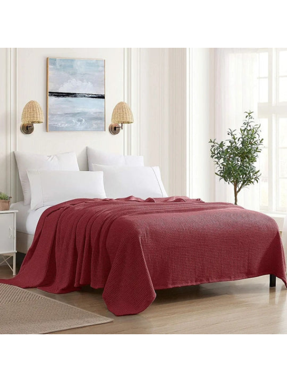 Maroon Cozy Cotton Thermal Blanket by Sonex Textile – Soft & Breathable, All-Season Comfort single bed
