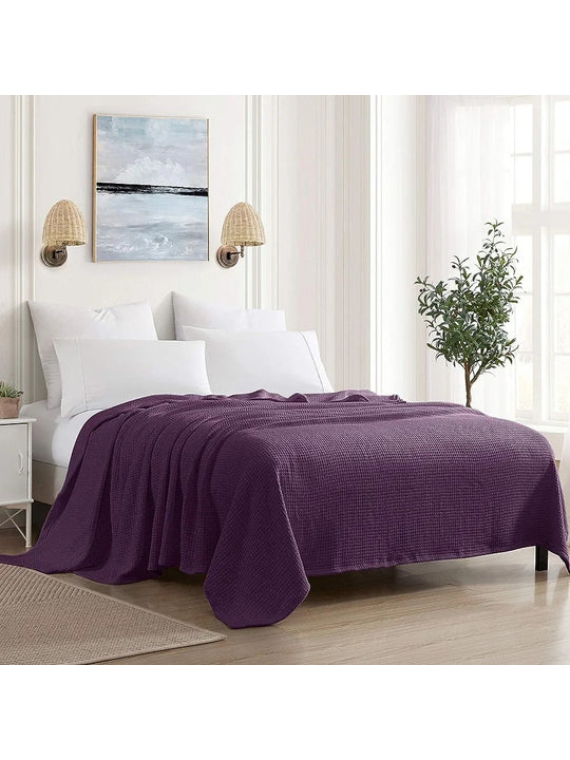 Cotton Thermal Blanket Throws PURPLE