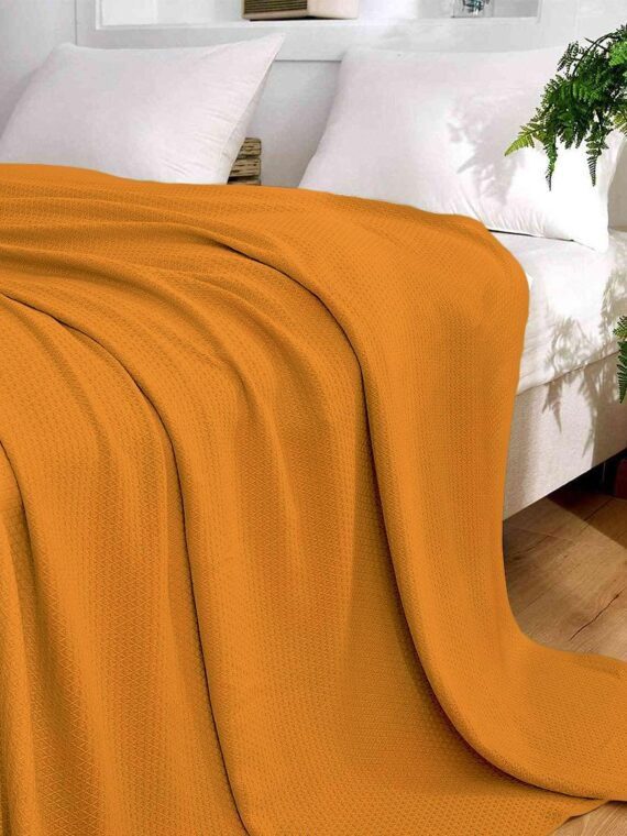 Orange Cozy Cotton Thermal Blanket by Sonex Textile – Soft & Breathable, All-Season Comfort