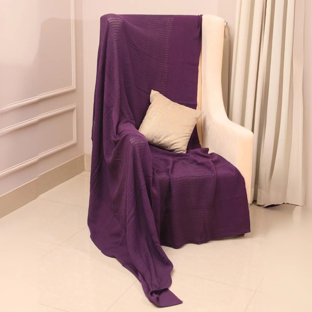 Cotton Thermal Blanket Throws PURPLE
