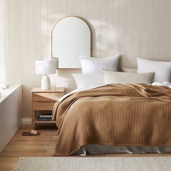 Beige Cotton Waffle Weave King Size Blanket | Lightweight | Breathable | Summer | AC Comforter