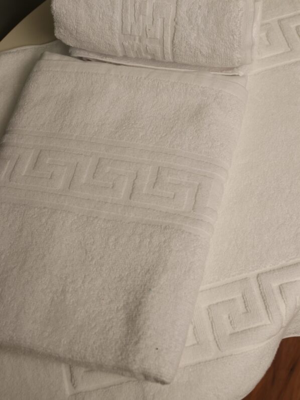 White Greek Towel Set with Mat