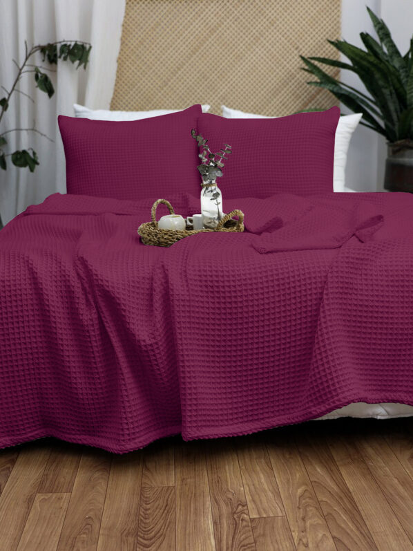 Mahroon Cotton Waffle Weave King Size Blanket | Lightweight | Breathable | Summer | AC Comforter