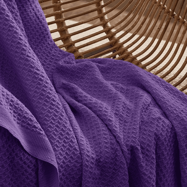 PURPLE Cotton Waffle Weave King Size Blanket | Lightweight | Breathable | Summer | AC Comforter