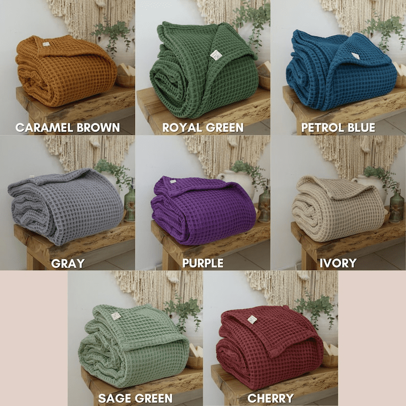 PURPLE Cotton Waffle Weave King Size Blanket | Lightweight | Breathable | Summer | AC Comforter