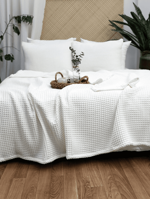 WHITE Cotton Waffle Weave King Size Blanket | Lightweight | Breathable | Summer | AC Comforter