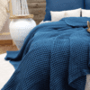 TEAL Cotton Waffle Weave King Size Blanket | Lightweight | Breathable | Summer | AC Comforter