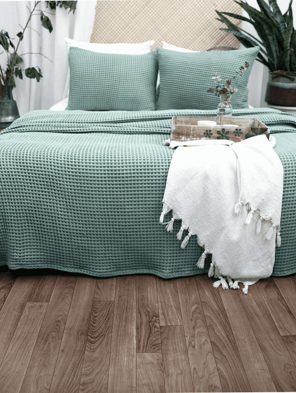 GREEN Cotton Waffle Weave King Size Blanket | Lightweight | Breathable | Summer | AC Comforter