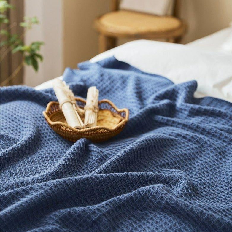 TEAL Cotton Waffle Weave King Size Blanket | Lightweight | Breathable | Summer | AC Comforter