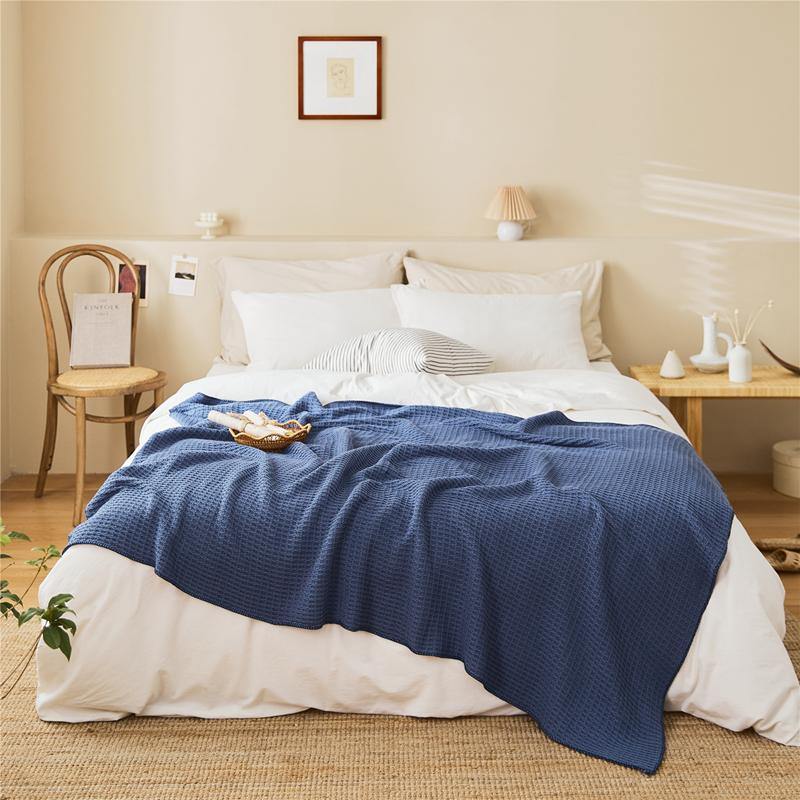 TEAL Cotton Waffle Weave King Size Blanket | Lightweight | Breathable | Summer | AC Comforter