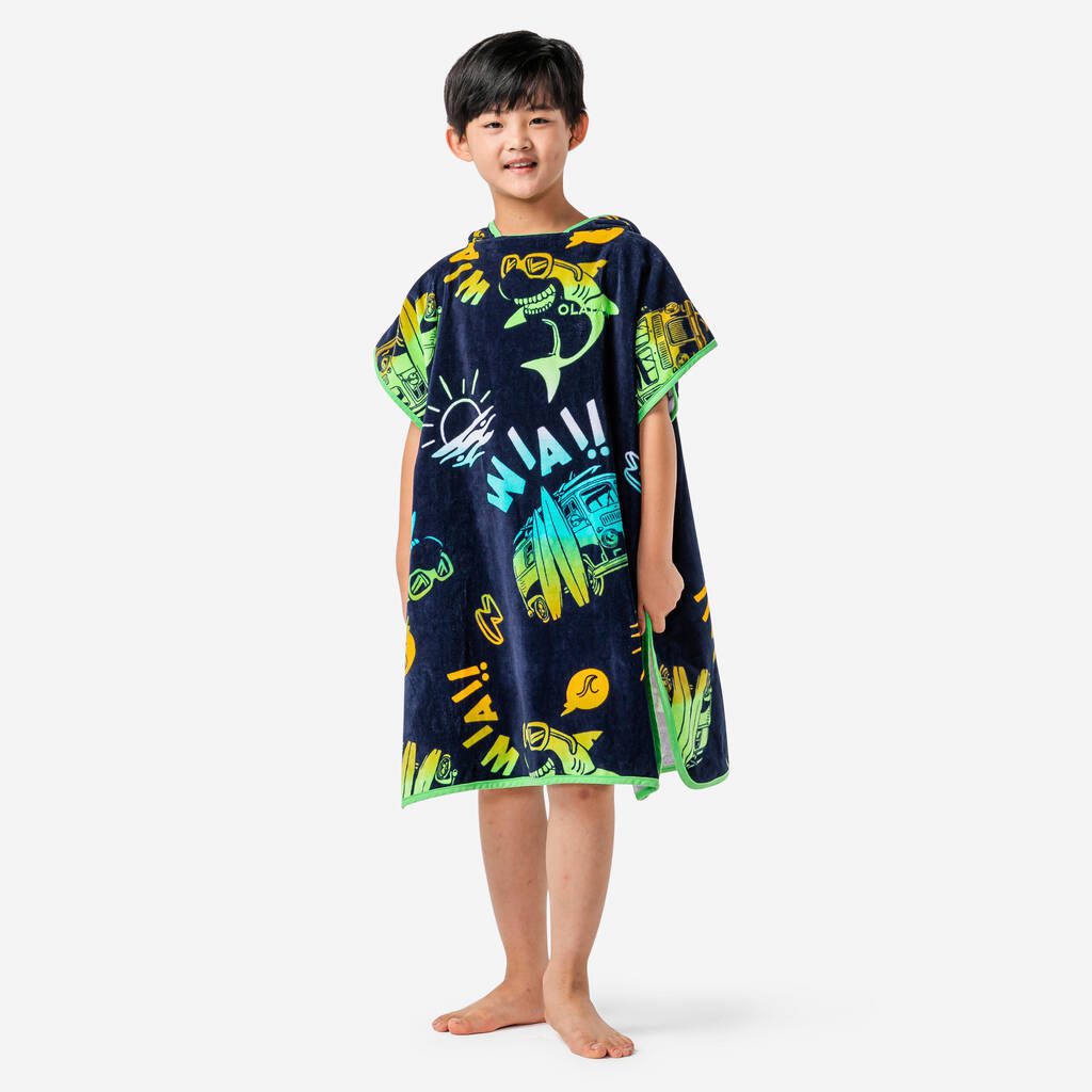Kids black Hoddie Towel | Kid Bath Towel | Printed poncho