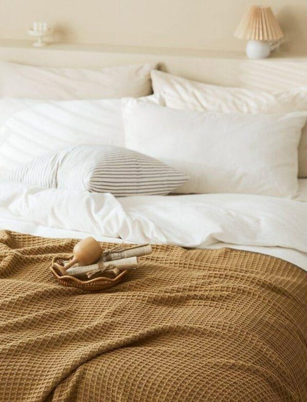 BROWN Cotton Waffle Weave King Size Blanket | Lightweight | Breathable | Summer | AC Comforter