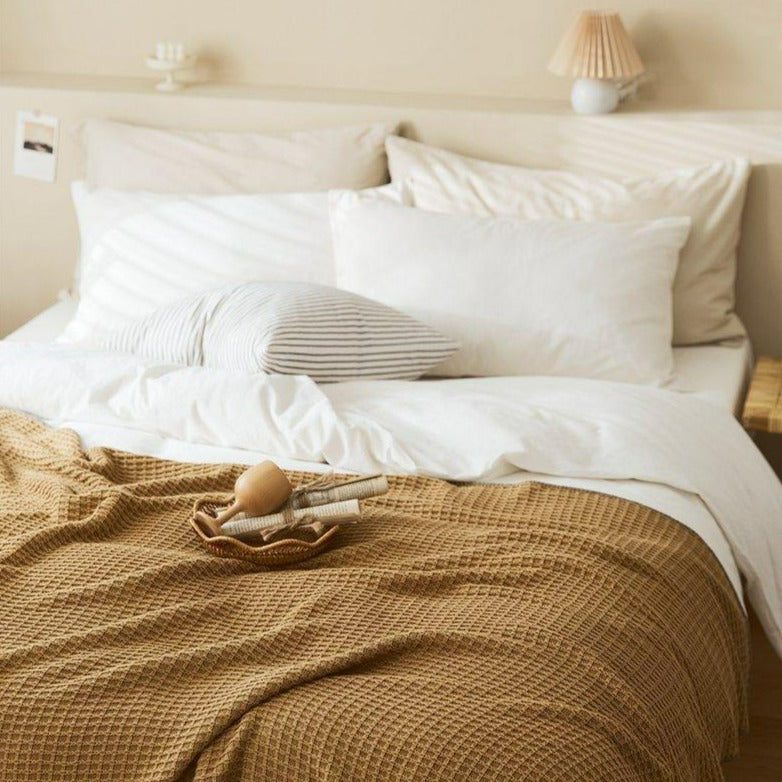BROWN Cotton Waffle Weave King Size Blanket | Lightweight | Breathable | Summer | AC Comforter
