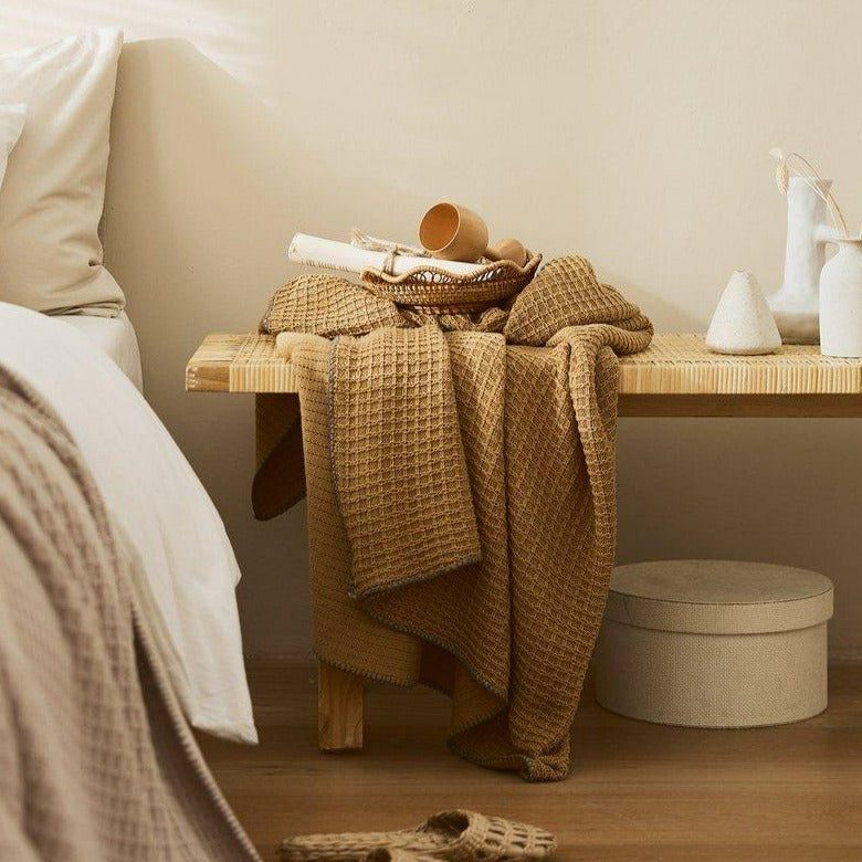BROWN Cotton Waffle Weave King Size Blanket | Lightweight | Breathable | Summer | AC Comforter