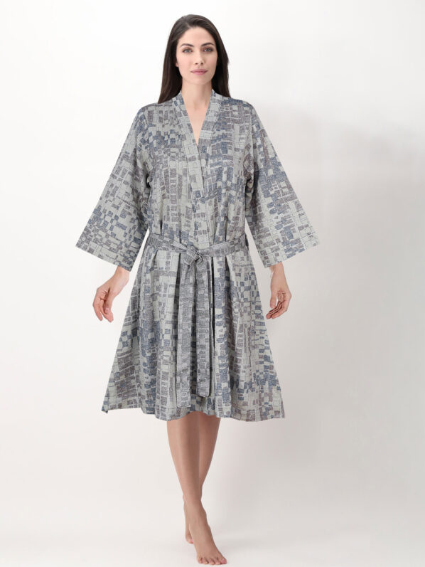 Gray Cotton Bathrobe Set | Unisex | Lightweight & Stylish