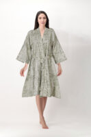 Green Pleated Cotton Bathrobe Set | Unisex | Soft & Stylish