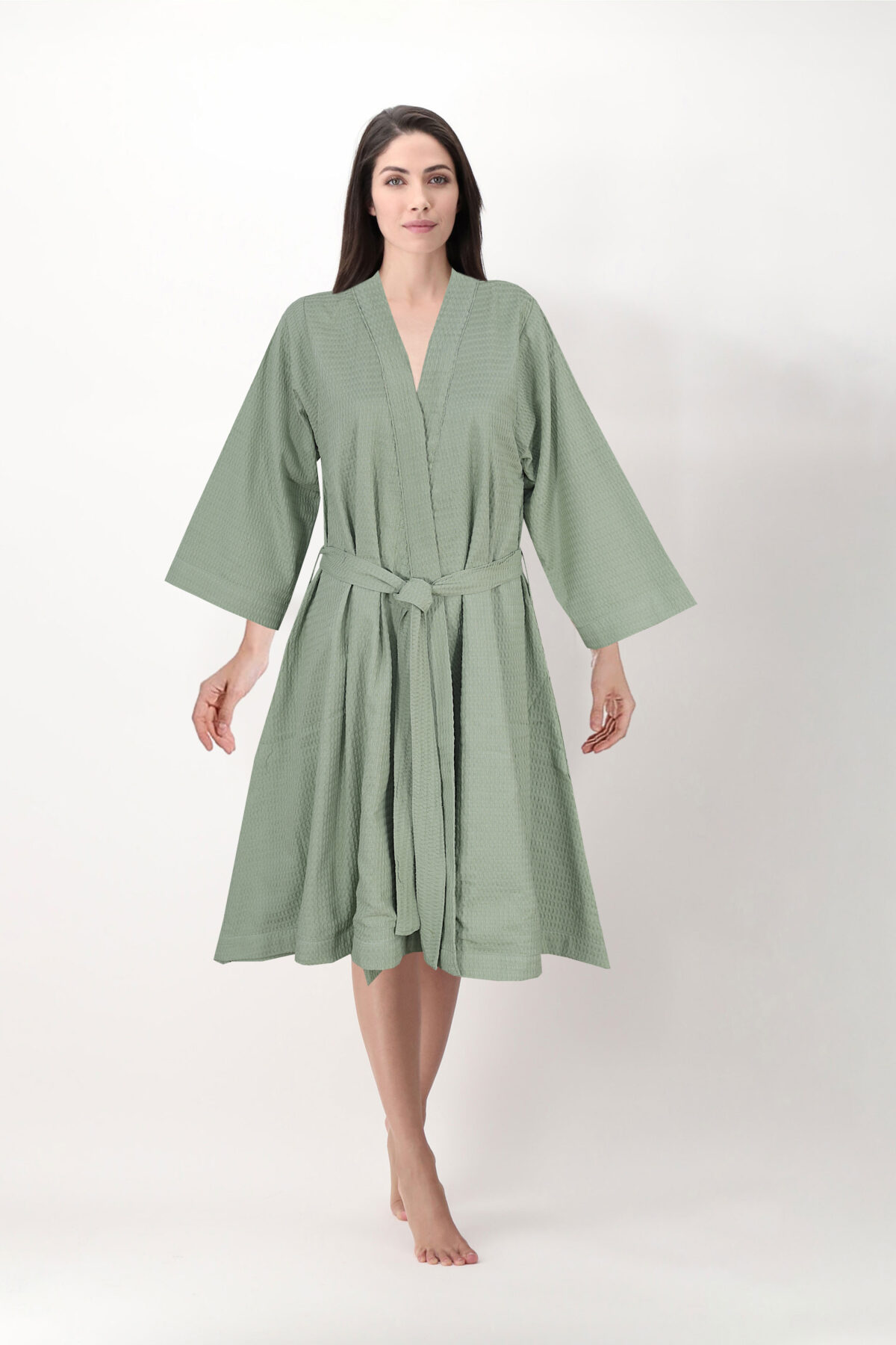 Sage Green Waffle Bathrobe Set | Unisex | Eco-Friendly Cotton