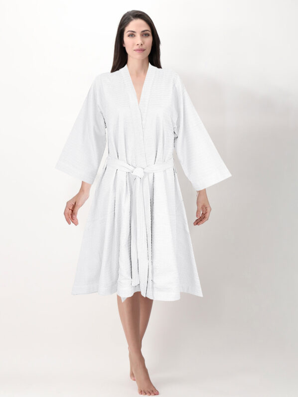White Cotton Bathrobe Set | Unisex | Classic & Soft