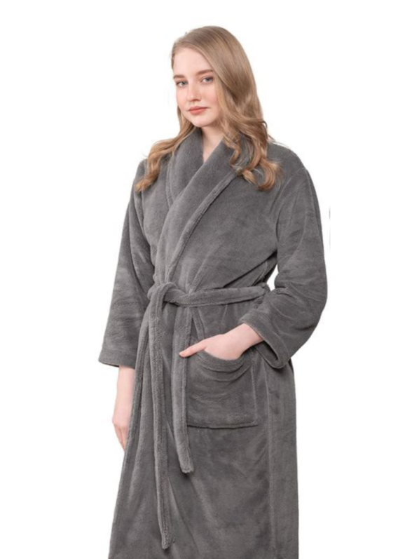 gray bath robe