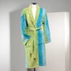 Elegant Cold Striped Bathrobe | Refreshing Green & Blue Hues | Unisex Comfort
