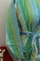 Elegant Cold Striped Bathrobe | Refreshing Green & Blue Hues | Unisex Comfort
