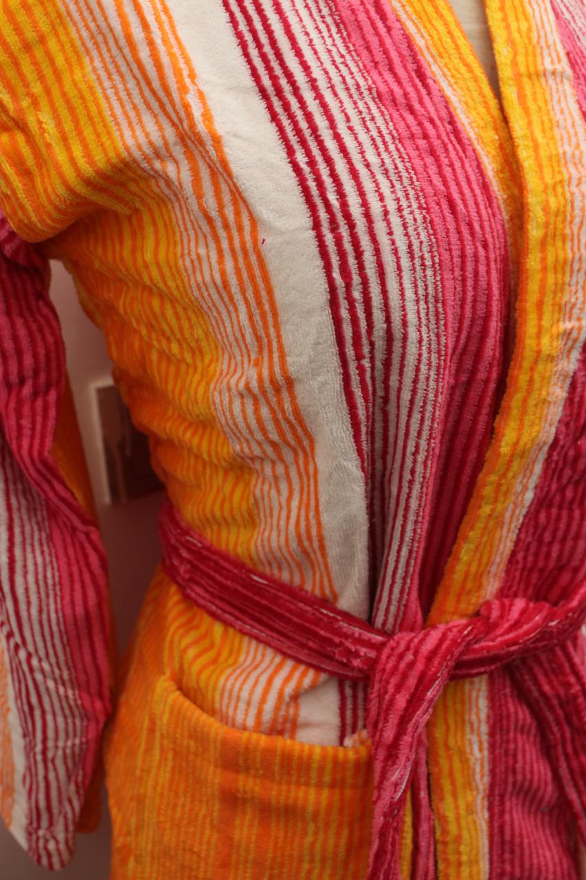 Vibrant Striped Cotton Bathrobe | Unisex Comfort & Style | Premium Quality